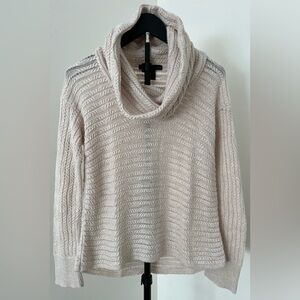 Calvin Klein Jeans Neutral Cowl Neck Sweater – Soft Knit, Cozy & Chic (Sz M)